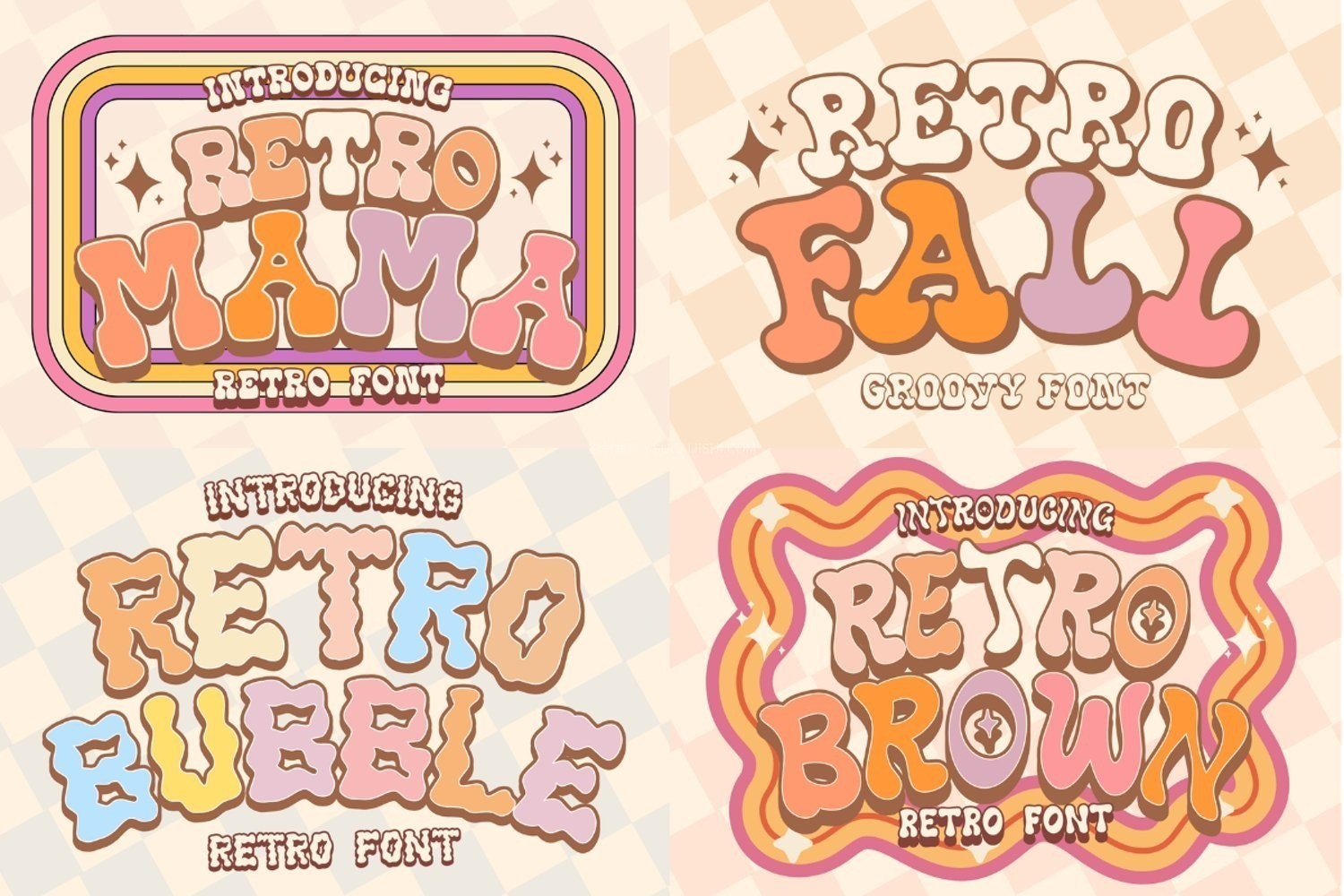 44款可爱迷幻复古英文艺术字体合集